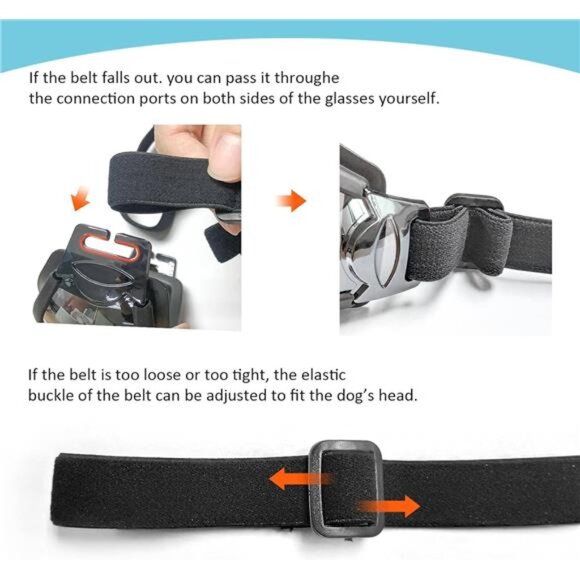 Dog Sunglasses Dog Goggles Adjustable Strap for Travel Skiing and Anti-Fog - Picture 6 of 7